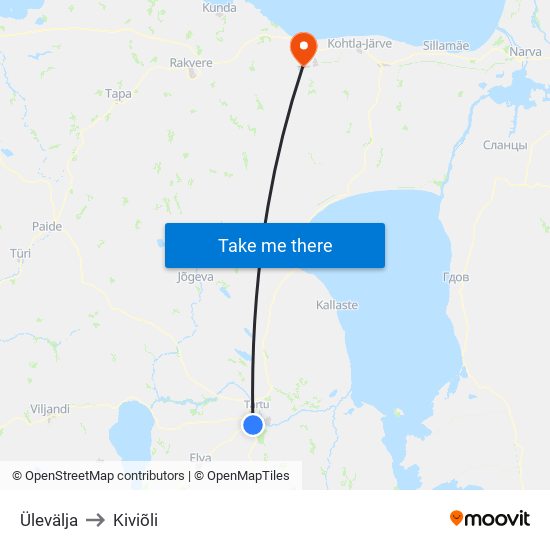 Ülevälja to Kiviõli map