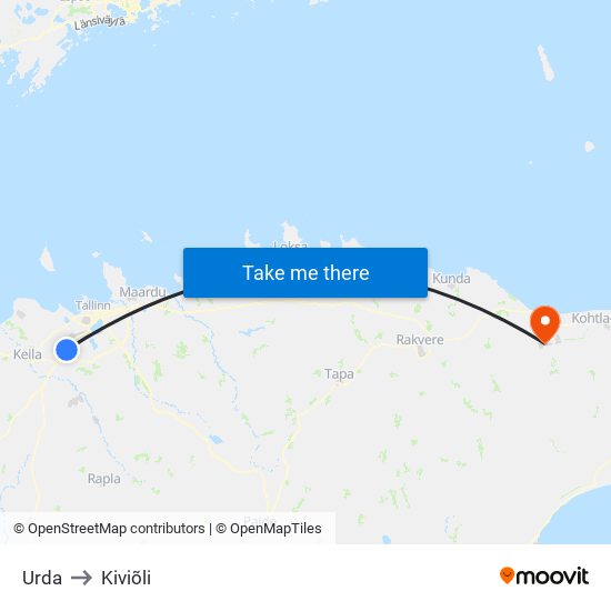 Urda to Kiviõli map