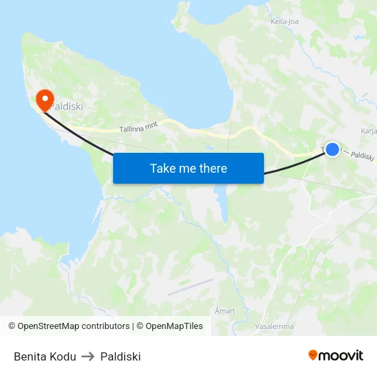 Benita Kodu to Paldiski map