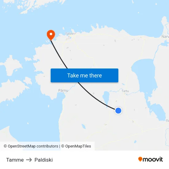 Tamme to Paldiski map