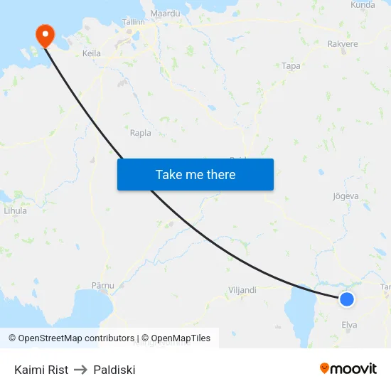 Kaimi Rist to Paldiski map