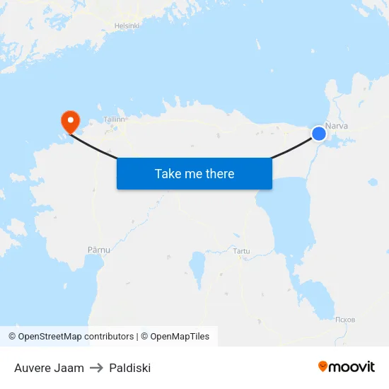 Auvere Jaam to Paldiski map