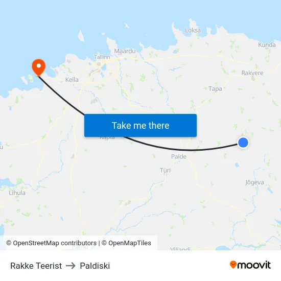 Rakke Teerist to Paldiski map