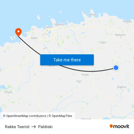 Rakke Teerist to Paldiski map