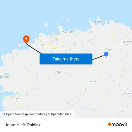 Jootme to Paldiski map