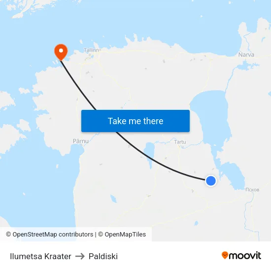Ilumetsa Kraater to Paldiski map