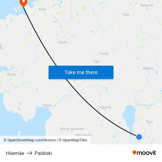 Hiiemäe to Paldiski map