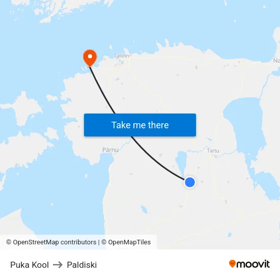 Puka Kool to Paldiski map