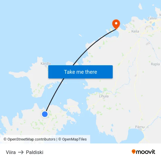 Viira to Paldiski map
