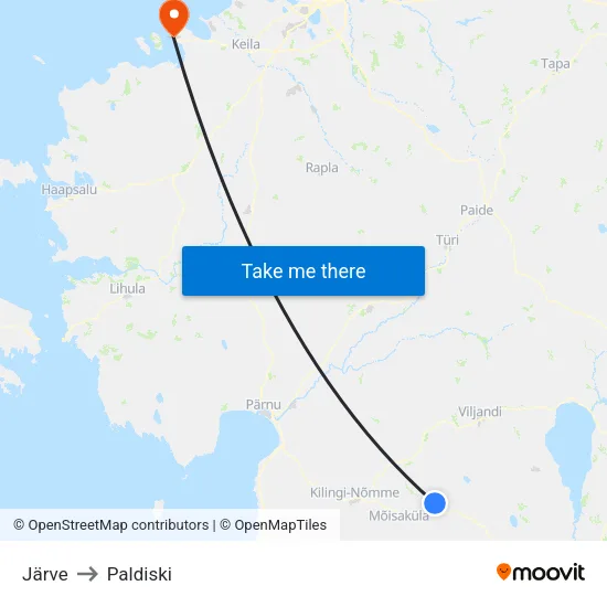 Järve to Paldiski map