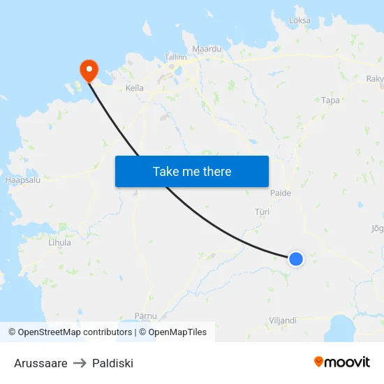 Arussaare to Paldiski map