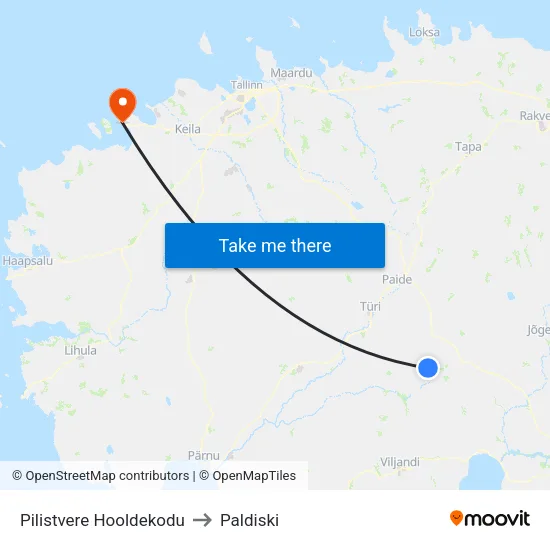 Pilistvere Hooldekodu to Paldiski map