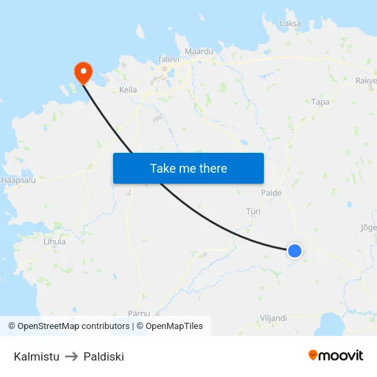 Kalmistu to Paldiski map