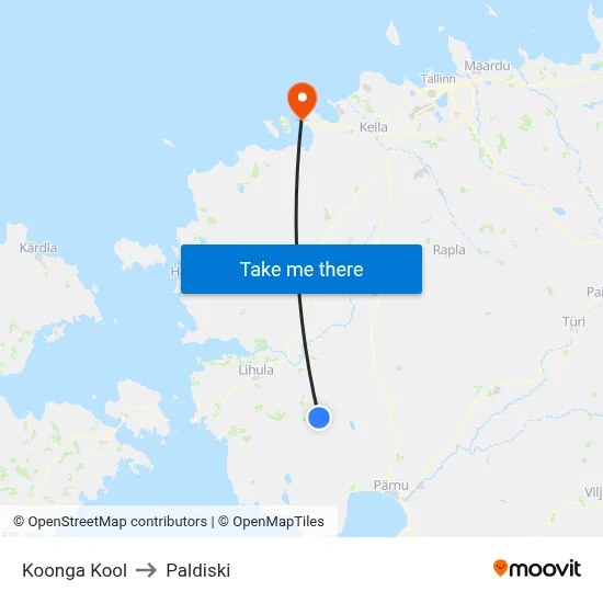 Koonga Kool to Paldiski map