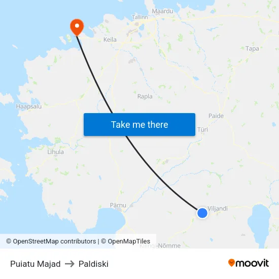 Puiatu Majad to Paldiski map