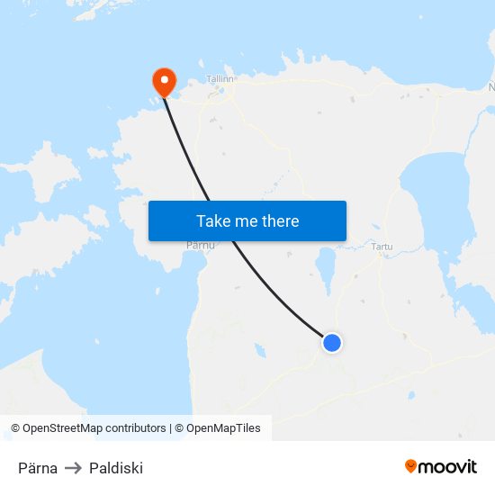 Pärna to Paldiski map