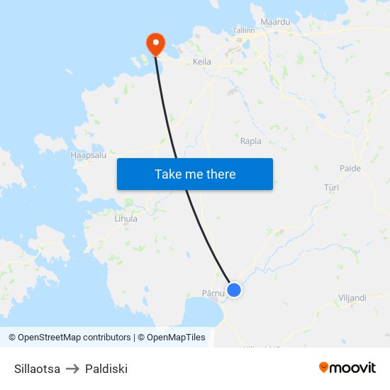 Sillaotsa to Paldiski map