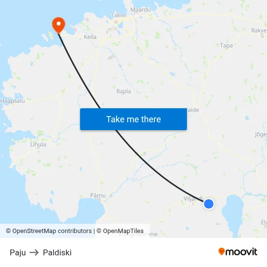 Paju to Paldiski map