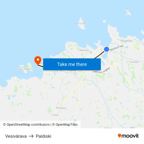 Vesivärava to Paldiski map