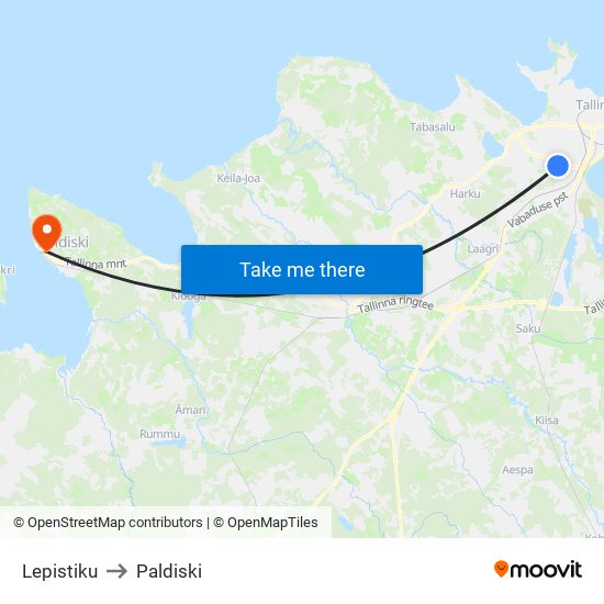 Lepistiku to Paldiski map