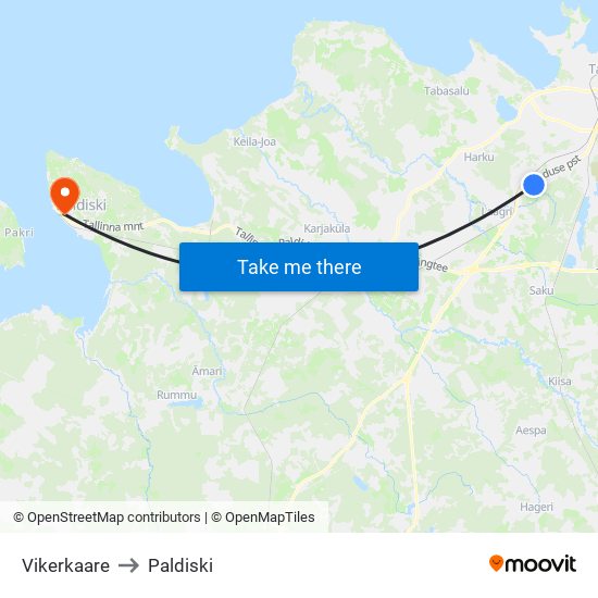 Vikerkaare to Paldiski map