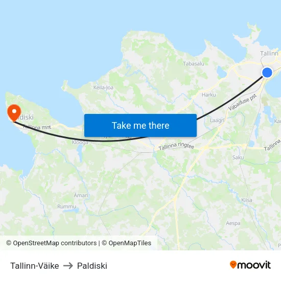 Tallinn-Väike to Paldiski map