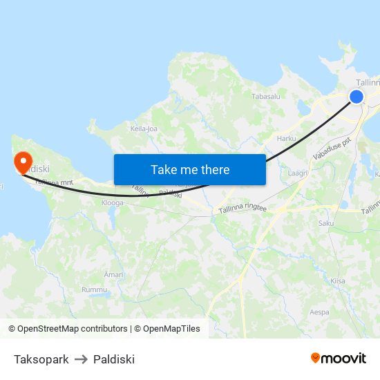 Taksopark to Paldiski map