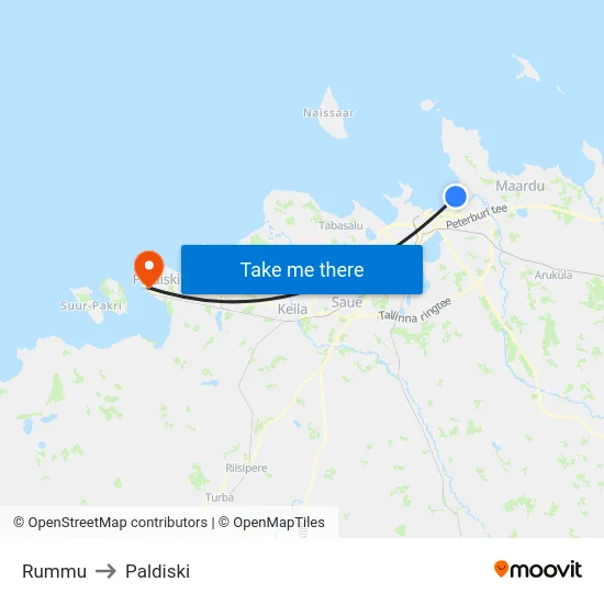 Rummu to Paldiski map