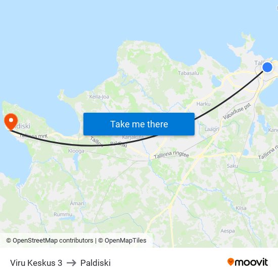 Viru Keskus 3 to Paldiski map