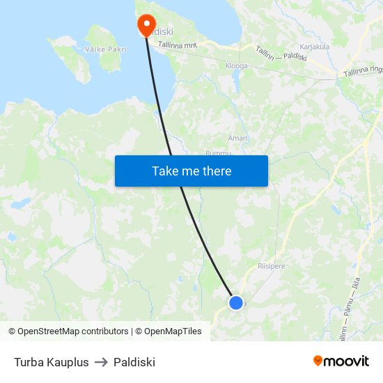 Turba Kauplus to Paldiski map