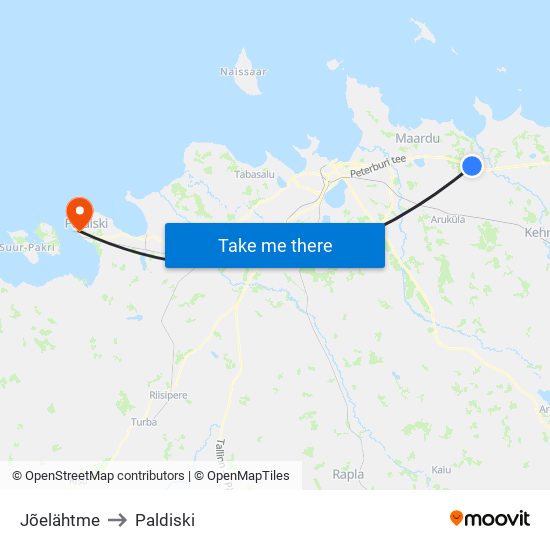 Jõelähtme to Paldiski map