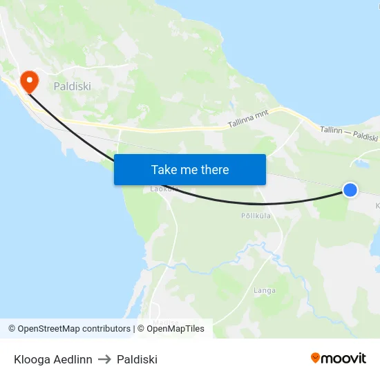 Klooga Aedlinn to Paldiski map