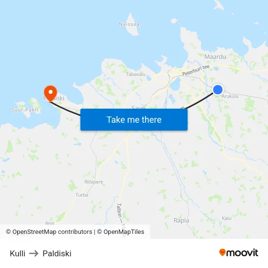 Kulli to Paldiski map