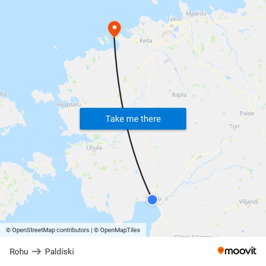 Rohu to Paldiski map