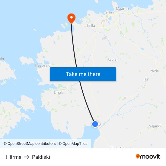 Härma to Paldiski map