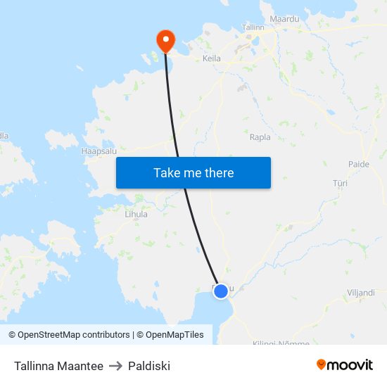Tallinna Maantee to Paldiski map