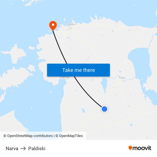 Narva to Paldiski map