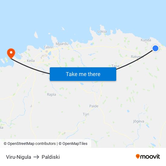 Viru-Nigula to Paldiski map