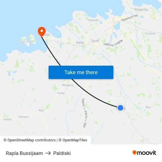 Rapla Bussijaam to Paldiski map