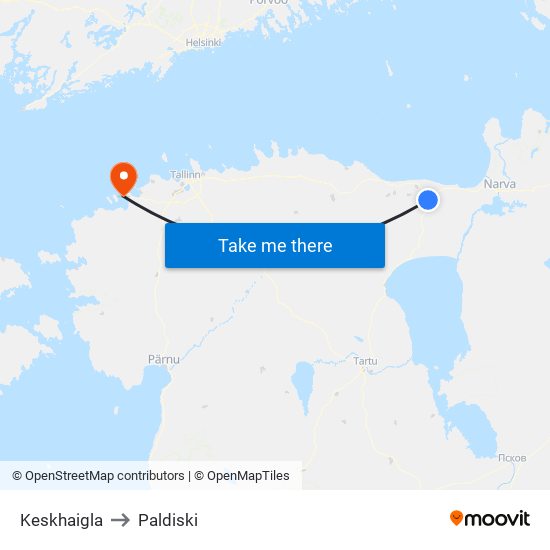 Keskhaigla to Paldiski map