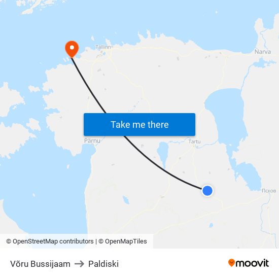 Võru Bussijaam to Paldiski map