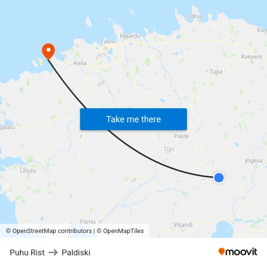 Puhu Rist to Paldiski map