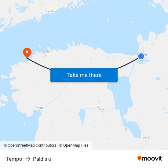 Tempo to Paldiski map