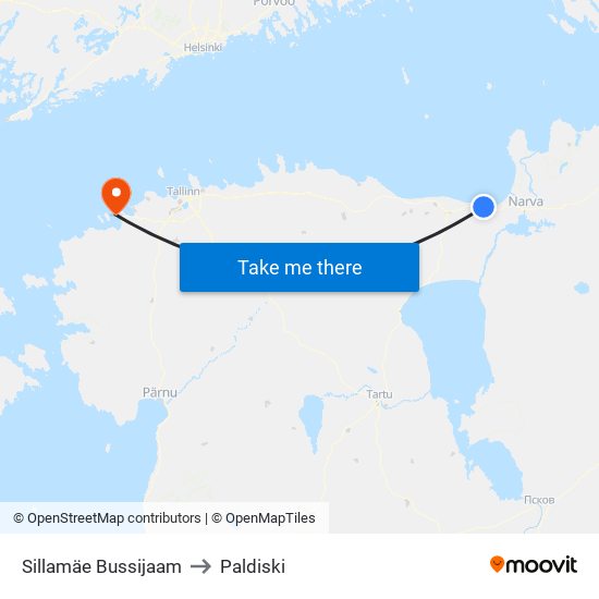 Sillamäe Bussijaam to Paldiski map