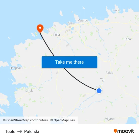Teele to Paldiski map