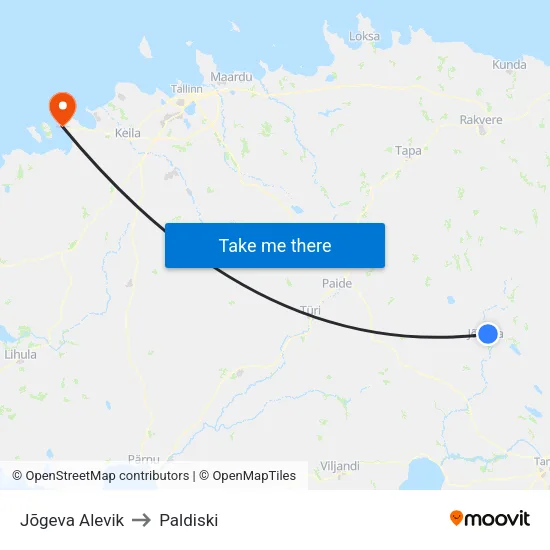 Jõgeva Alevik to Paldiski map