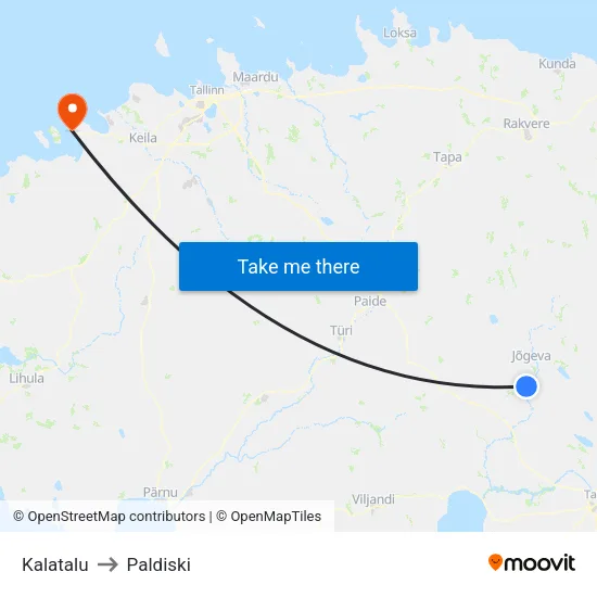 Kalatalu to Paldiski map