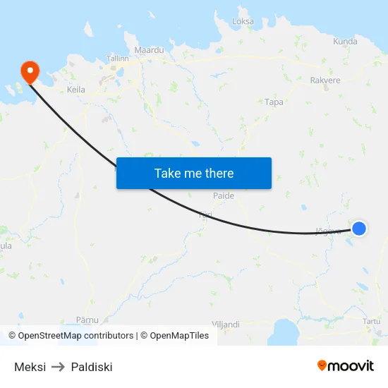 Meksi to Paldiski map