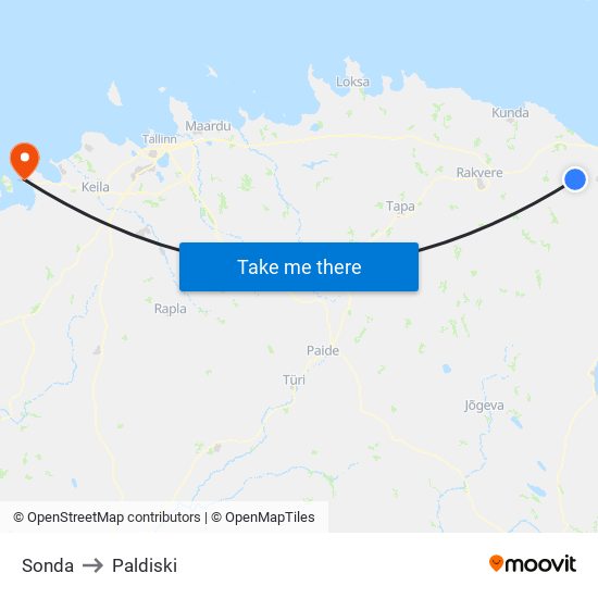 Sonda to Paldiski map