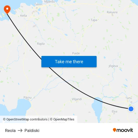 Reola to Paldiski map
